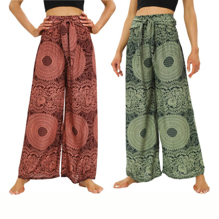Pantaloni da yoga da donna con lacci Boho e gamba larga Buddha Stones - image 0