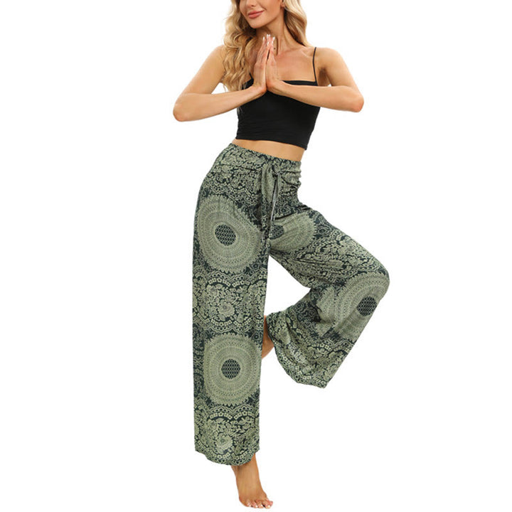 Pantaloni da yoga da donna con lacci Boho e gamba larga Buddha Stones - image 13