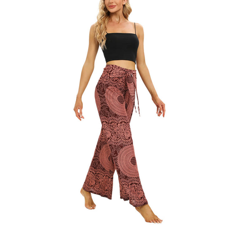 Pantaloni da yoga da donna con lacci Boho e gamba larga Buddha Stones - image 5