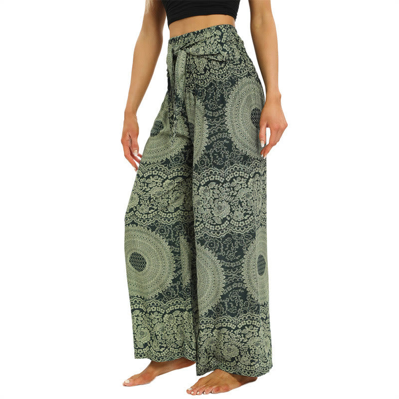Pantaloni da yoga da donna con lacci Boho e gamba larga Buddha Stones - image 9