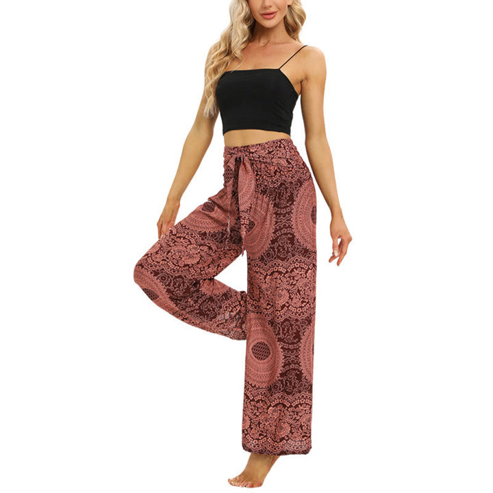 Pantaloni da yoga da donna con lacci Boho e gamba larga Buddha Stones - image 4