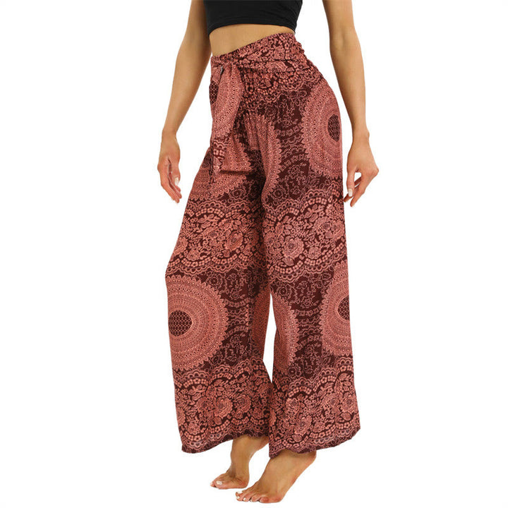 Pantaloni da yoga da donna con lacci Boho e gamba larga Buddha Stones - image 2