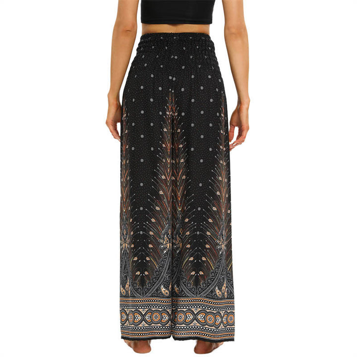 Pantaloni da yoga da donna con lacci e piume di pavone Boho Buddha Stones - image 3