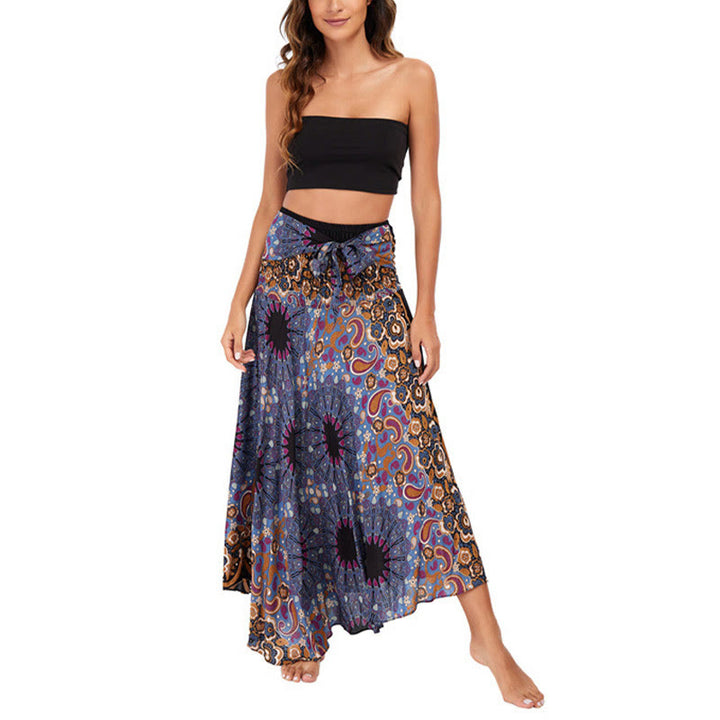 Buddha Stones Due stili Indossare Bohemien Mandala Fiore Goccia d'acqua Gonna con lacci Vestito - image 16