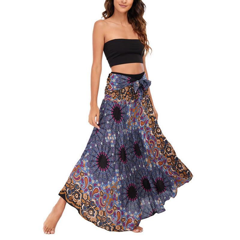 Buddha Stones Due stili Indossare Bohemien Mandala Fiore Goccia d'acqua Gonna con lacci Vestito - image 18