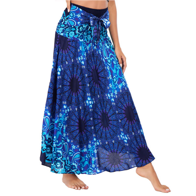 Buddha Stones Due stili Indossare Bohemien Mandala Fiore Goccia d'acqua Gonna con lacci Vestito - DodgerBlue - US4， UK/AU8，EU36-44 (F) - image 28