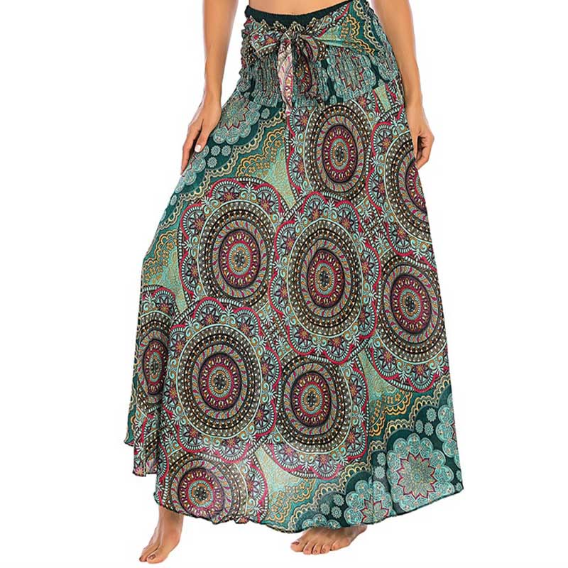 Abito con gonna allacciata con fiori mandala bohémien in due stili Buddha Stones - image 1