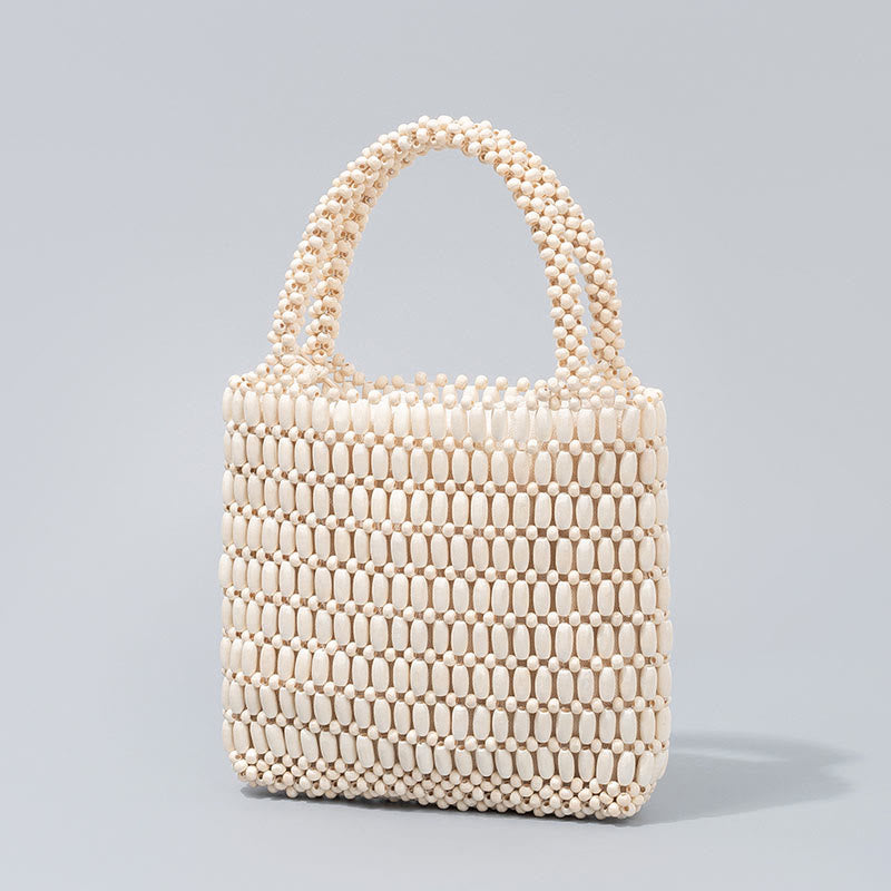 Borsa a mano con perline di legno intrecciate a mano Buddha Stones