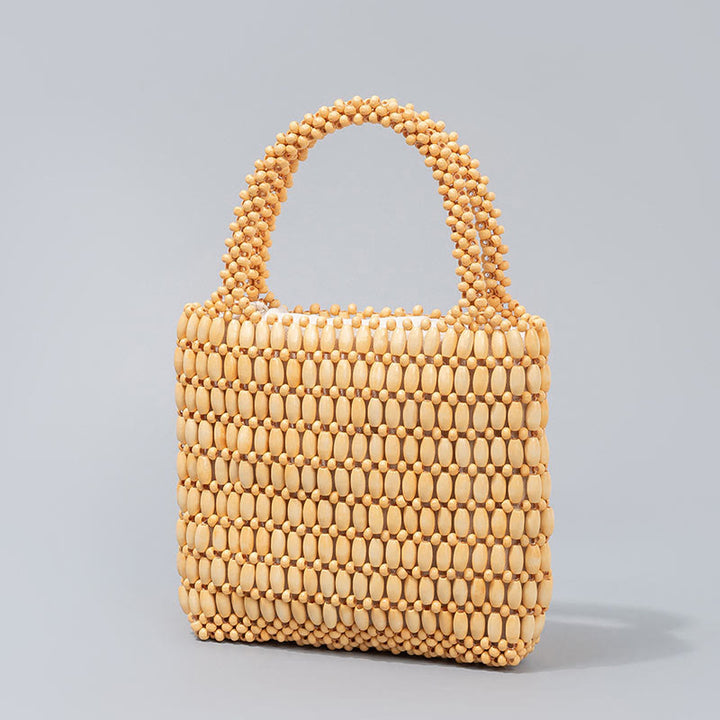 Borsa a mano con perline di legno intrecciate a mano Buddha Stones