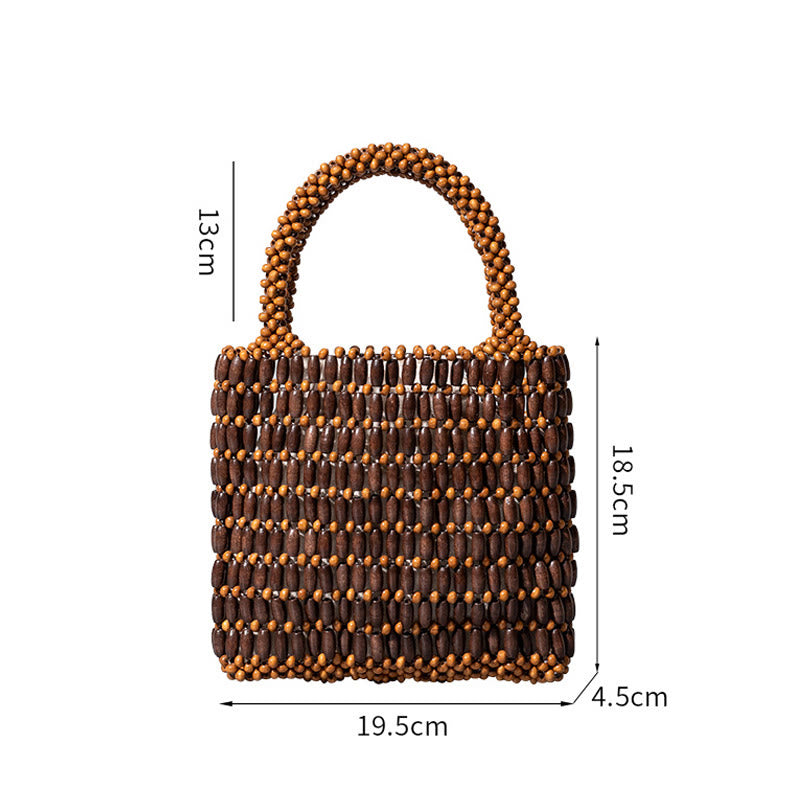 Borsa a mano con perline di legno intrecciate a mano Buddha Stones