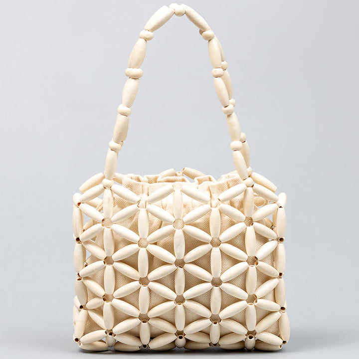 Borsa a mano con perline di legno intrecciate a mano Buddha Stones