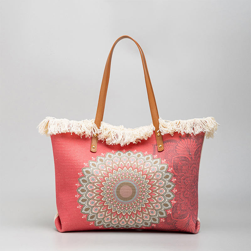 Borsa a tracolla in tela con nappa mandala acchiappasogni Buddha Stones, grande capacità