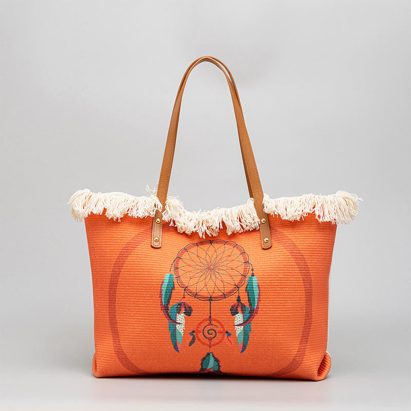 Borsa a tracolla in tela con nappa mandala acchiappasogni Buddha Stones, grande capacità