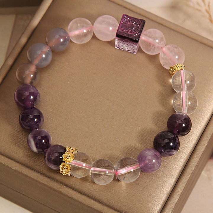 Bracciale Buddha Stones Naturale Ametista Rosa Cristallo Pace Interiore E Guarigione - Cristallo rosa ametista (circonferenza del polso: 14-17 cm) - image 0
