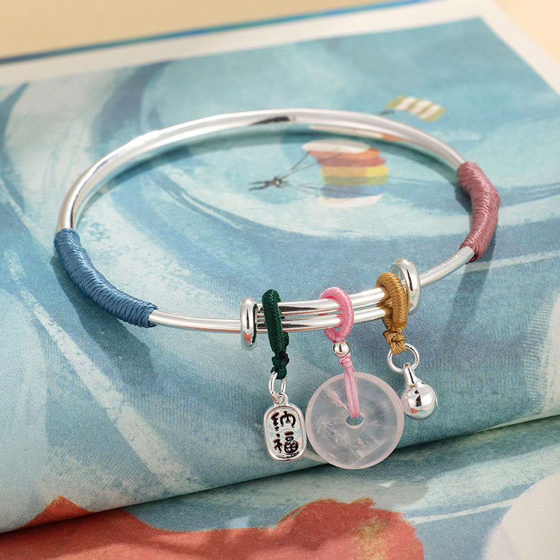Braccialetto con fibbia della pace in cristallo rosa Buddha Stones Lucky Flower Love - image 8