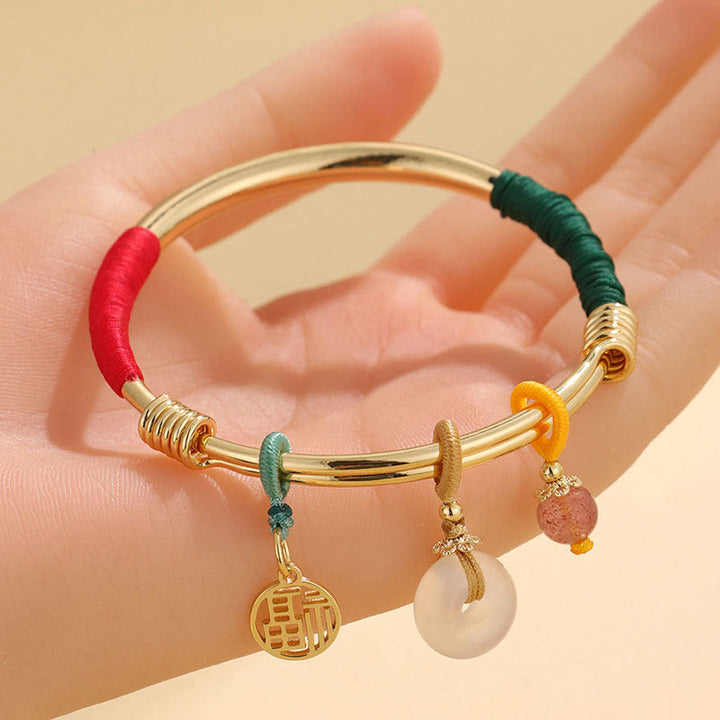 Braccialetto con fibbia della pace in cristallo rosa Buddha Stones Lucky Flower Love - image 2