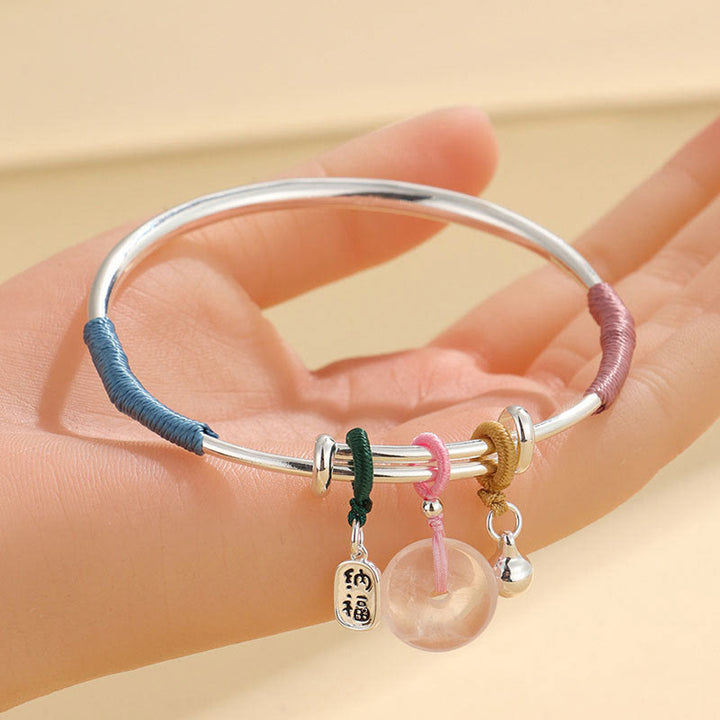 Braccialetto con fibbia della pace in cristallo rosa Buddha Stones Lucky Flower Love - image 10