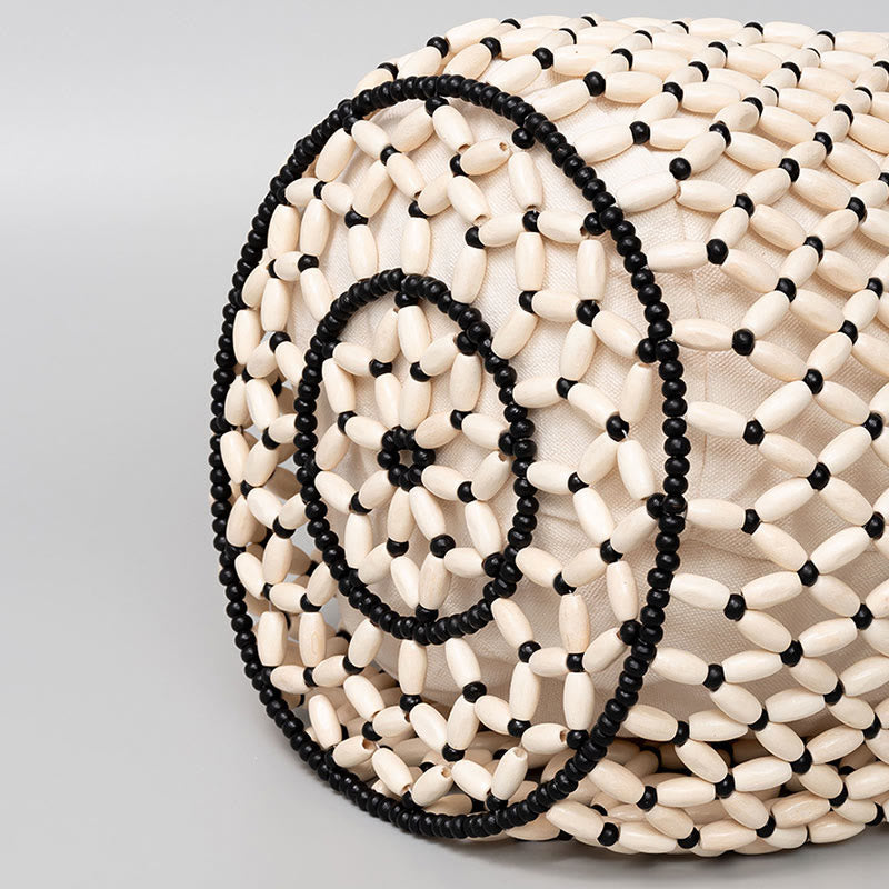 Borsa a tracolla con manico in bambù, perline di legno intrecciate a mano , Buddha Stones