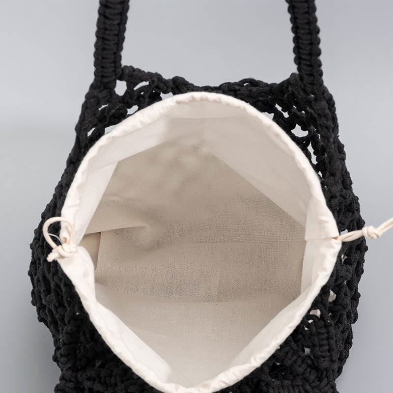 Buddha Stones Borsa a tracolla in filo di cotone intrecciato a mano