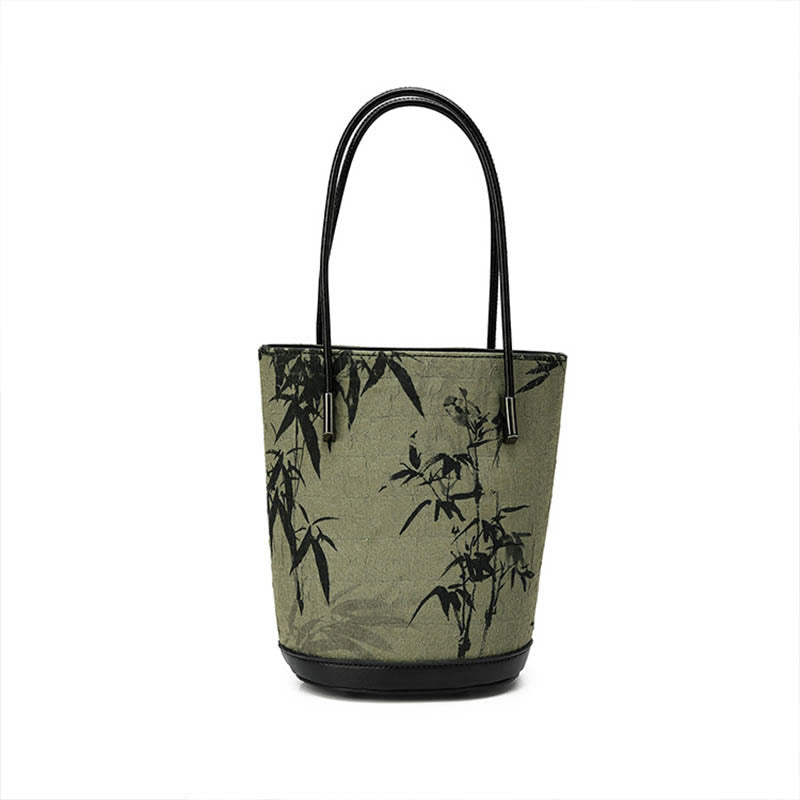 Borsa a tracolla vintage con stampa di bambù verde Buddha Stones - image 4