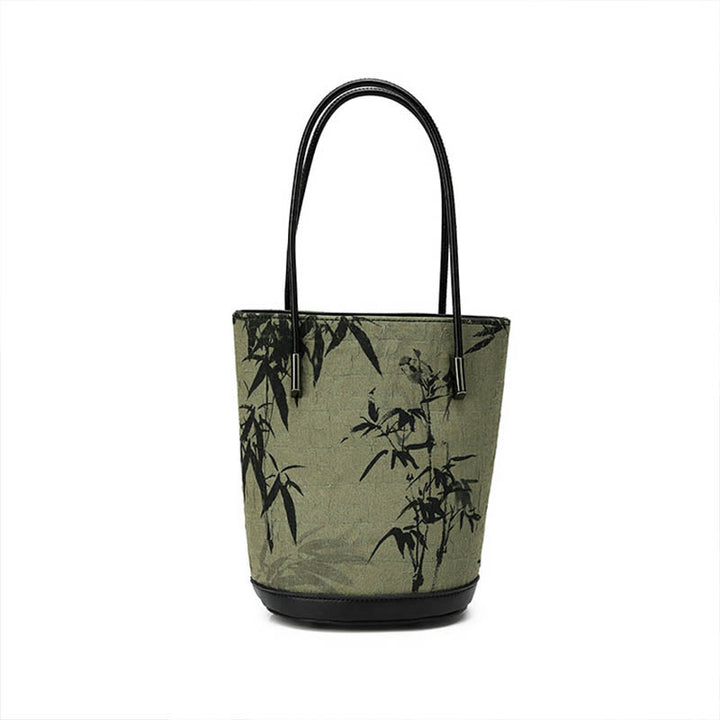 Borsa a tracolla vintage con stampa di bambù verde Buddha Stones - image 4