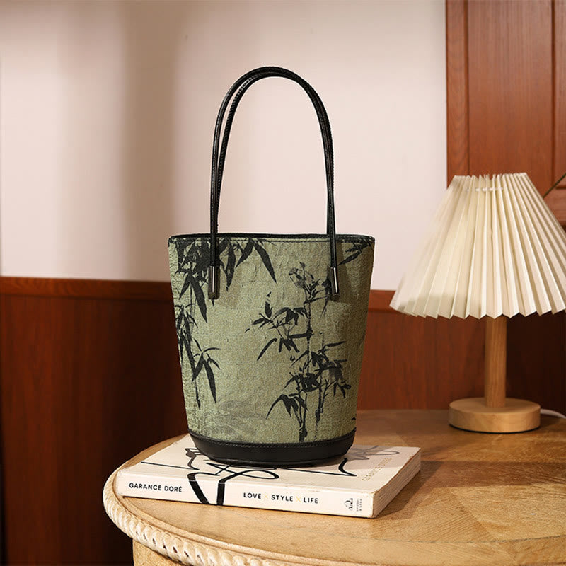 Borsa a tracolla vintage con stampa di bambù verde Buddha Stones - Bambù verde 14*11,5*19,5 cm - image 0