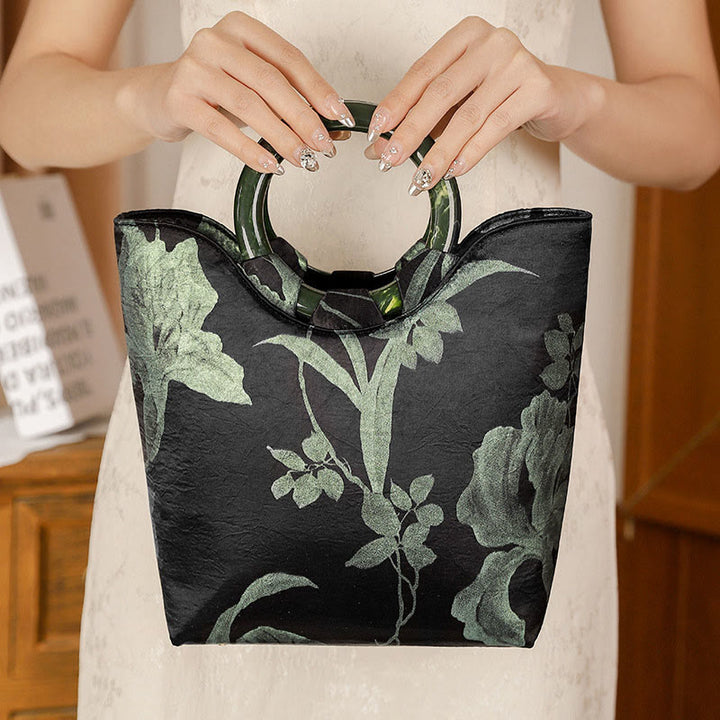 Borsa vintage con stampa Buddha Stones , orchidee nere e verdi - image 2