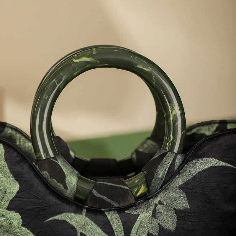 Borsa vintage con stampa Buddha Stones , orchidee nere e verdi - image 4