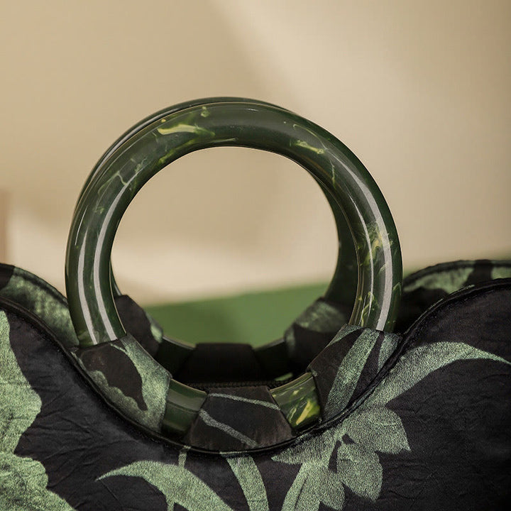 Borsa vintage con stampa Buddha Stones , orchidee nere e verdi - image 4
