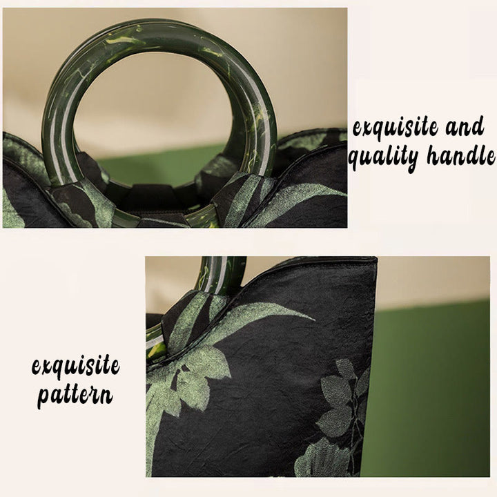 Borsa vintage con stampa Buddha Stones , orchidee nere e verdi - image 7