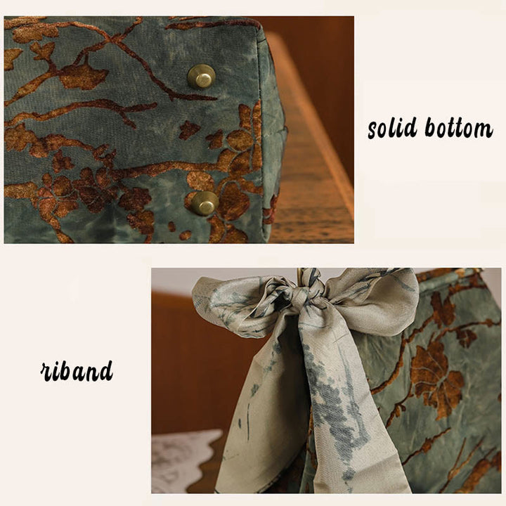 Borsa a tracolla in metallo con catena in velluto jacquard Buddha Stones