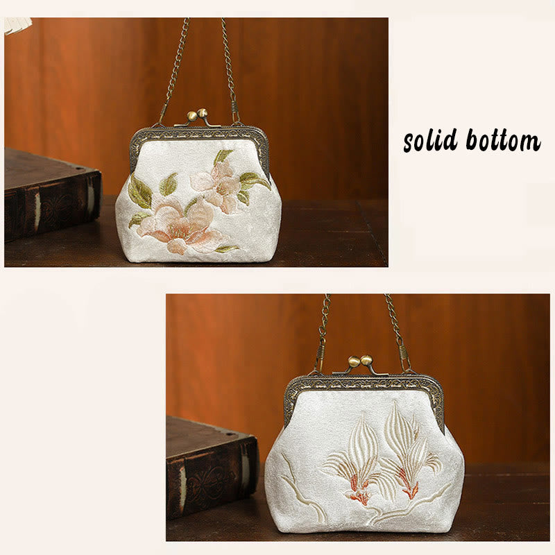 Borsa a mano con manico in metallo, Buddha Stones , orchidee