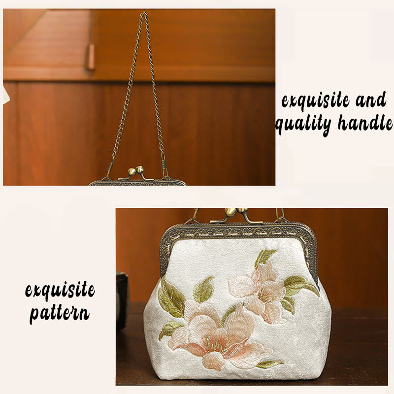 Borsa a mano con manico in metallo, Buddha Stones , orchidee