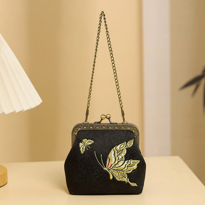 Borsa a mano con manico in metallo, Buddha Stones , orchidee
