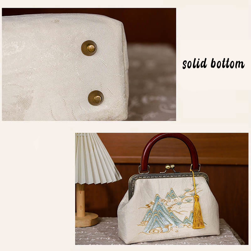 Borsa a tracolla in jacquard con dipinto di paesaggio Buddha Stones