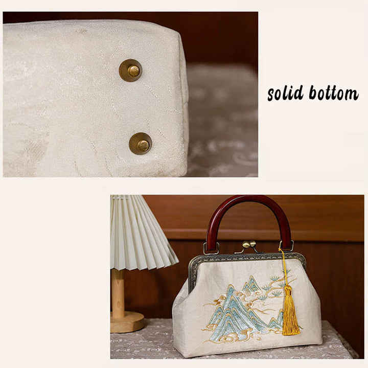 Borsa a tracolla in jacquard con dipinto di paesaggio Buddha Stones