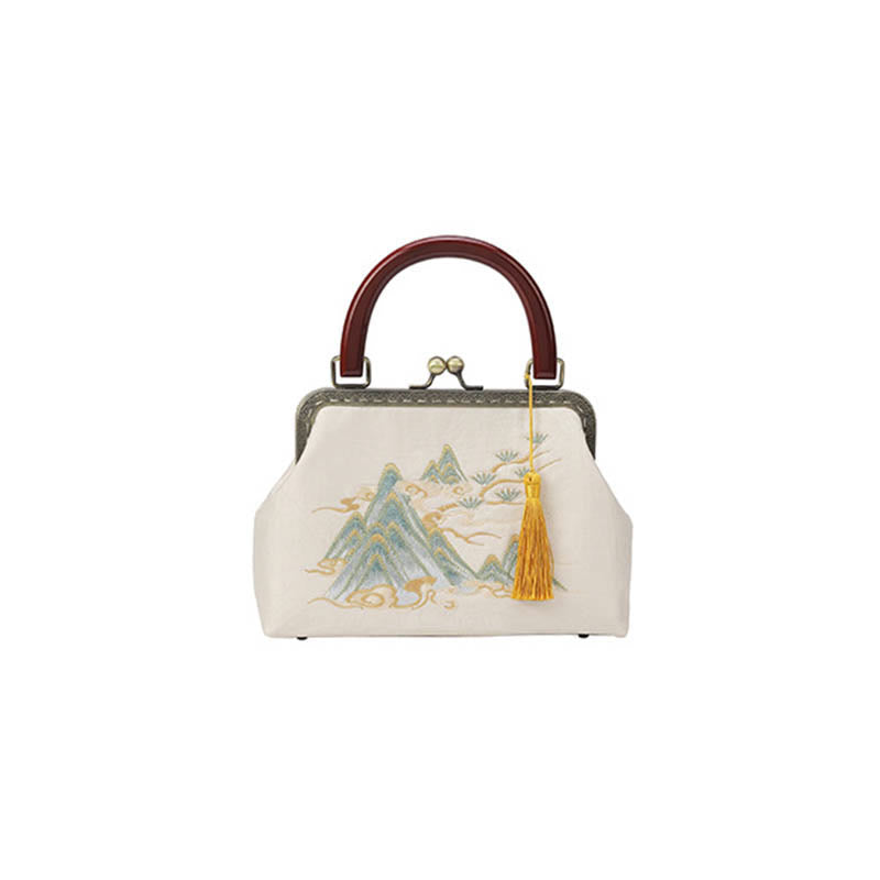 Borsa a tracolla in jacquard con dipinto di paesaggio Buddha Stones