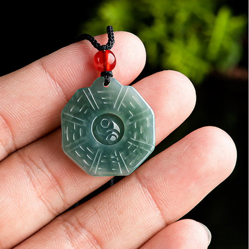Ciondolo con collana di prosperità FengShui Bagua Yin Yang in giada naturale con Buddha Stones - image 5