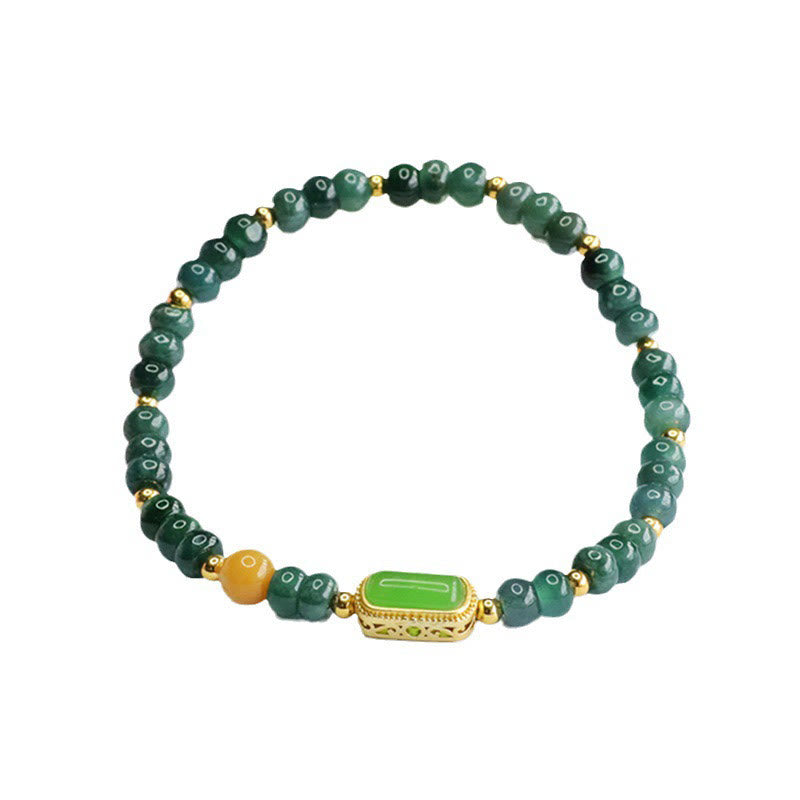 Braccialetto della fortuna con topazio verde naturale Buddha Stones