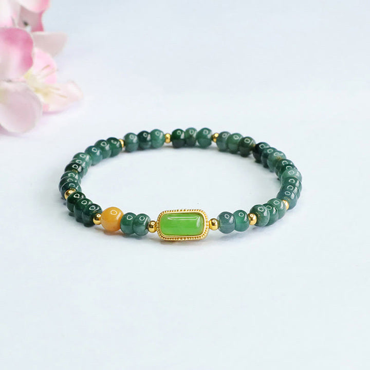 Braccialetto della fortuna con topazio verde naturale Buddha Stones