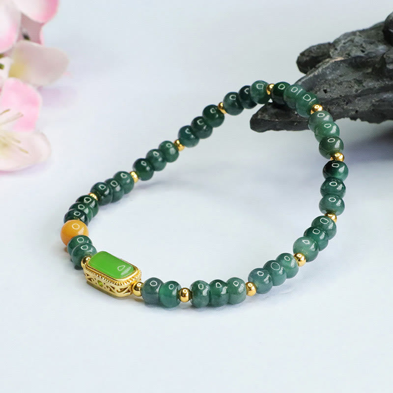 Braccialetto della fortuna con topazio verde naturale Buddha Stones