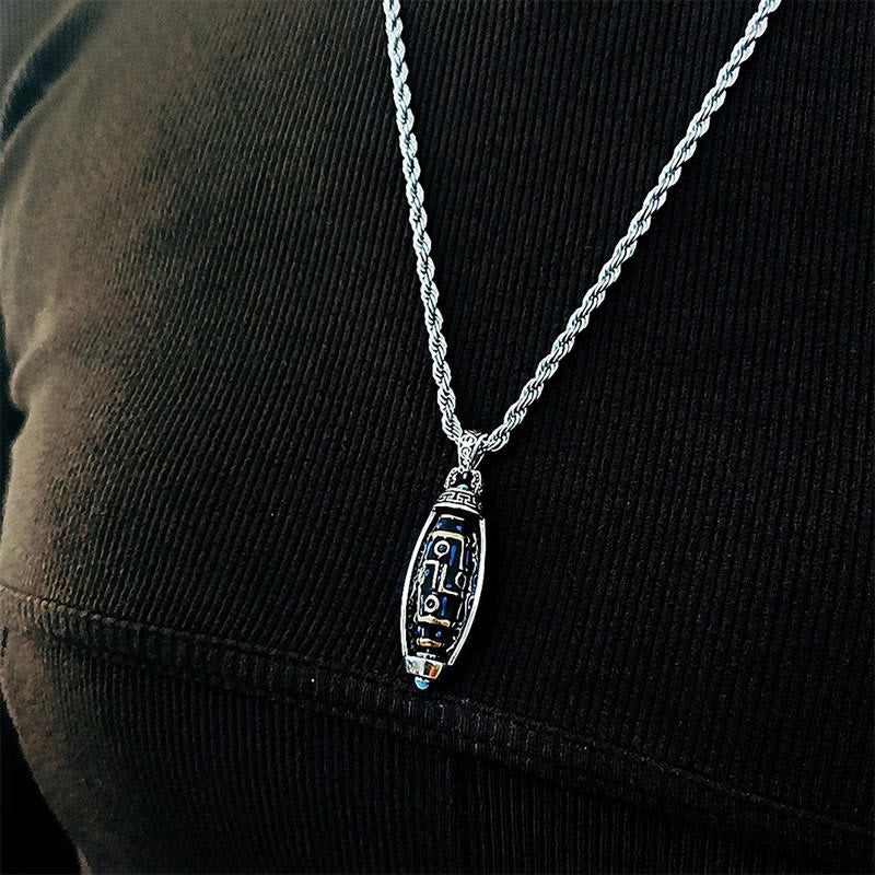 Buddha Stones Tibetano Om Mani Padme Hum Perline Dzi a nove occhi Modello Pace Purezza Collana girevole Pendente - image 8