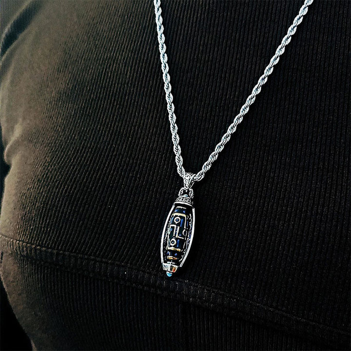 Buddha Stones Tibetano Om Mani Padme Hum Perline Dzi a nove occhi Modello Pace Purezza Collana girevole Pendente - image 8