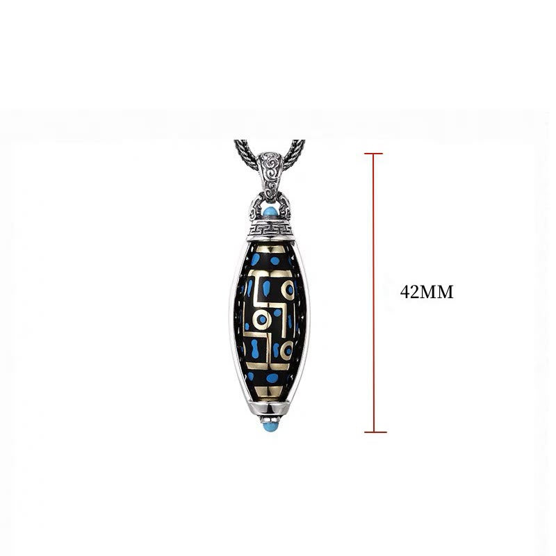 Buddha Stones Tibetano Om Mani Padme Hum Perline Dzi a nove occhi Modello Pace Purezza Collana girevole Pendente - image 9