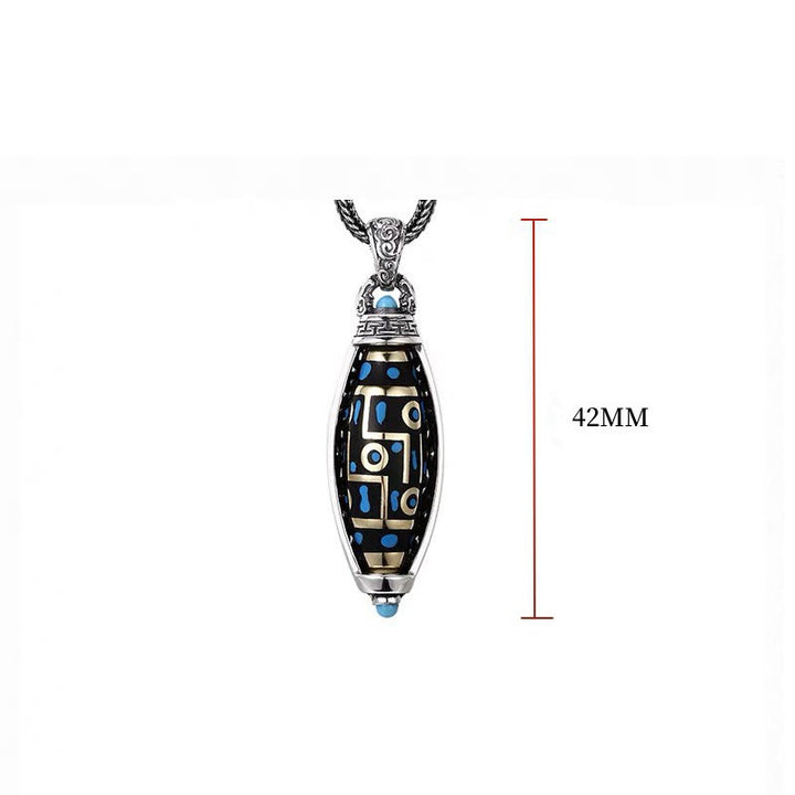 Buddha Stones Tibetano Om Mani Padme Hum Perline Dzi a nove occhi Modello Pace Purezza Collana girevole Pendente - image 9