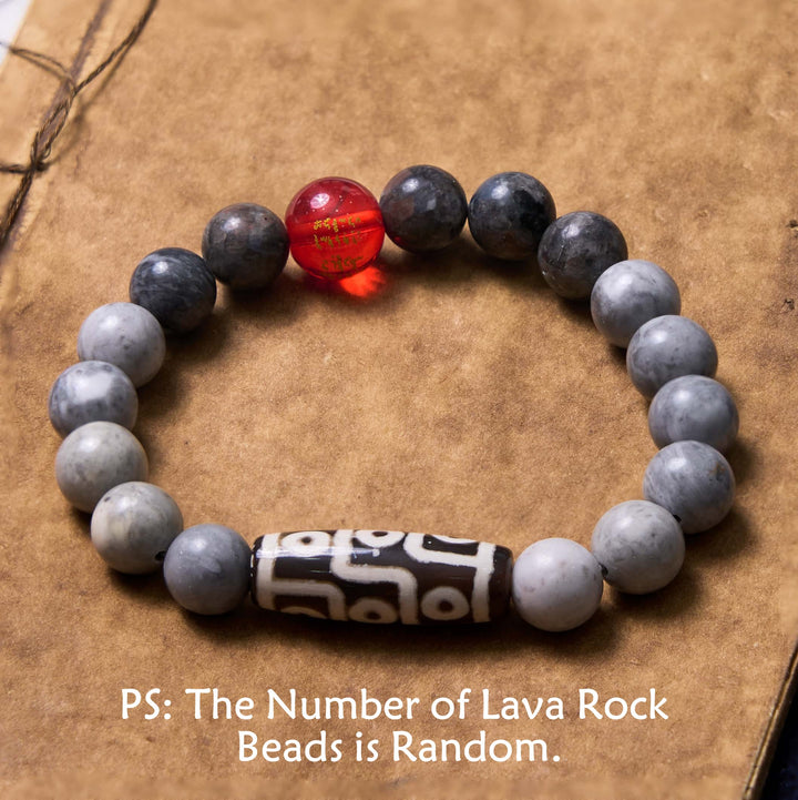 Braccialetto positivo in Buddha Stones Tibetano con nove occhi Dzi Bead Picasso Jasper