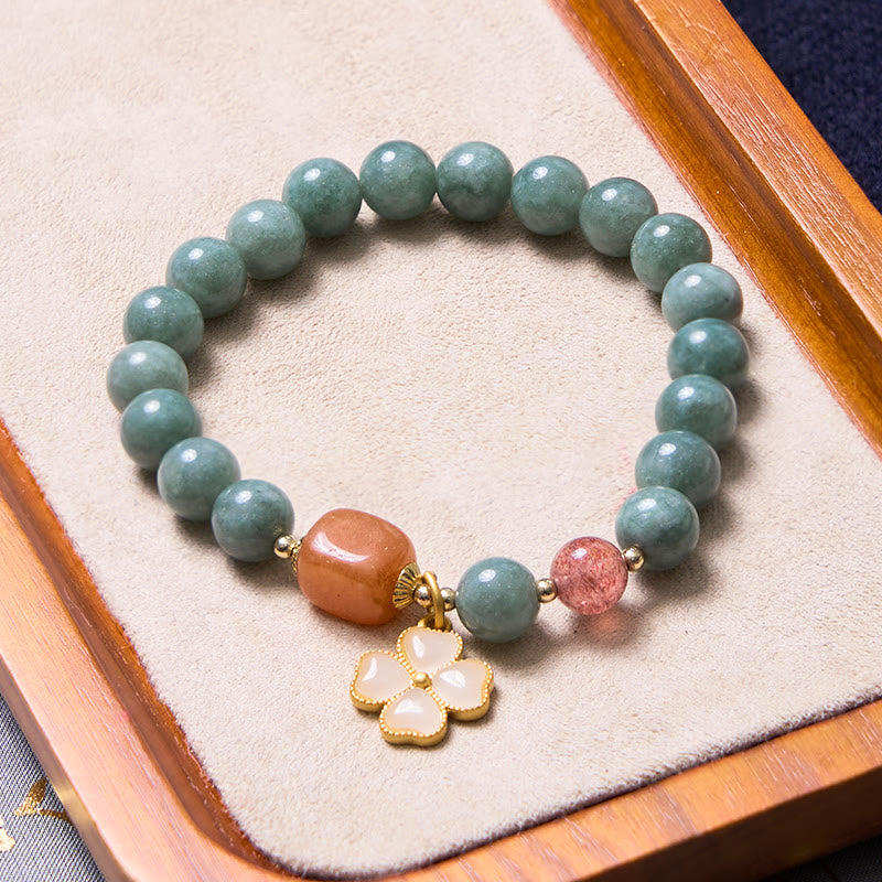 Le Buddha Stones portano fortuna Braccialetto di giada verde Braccialetto