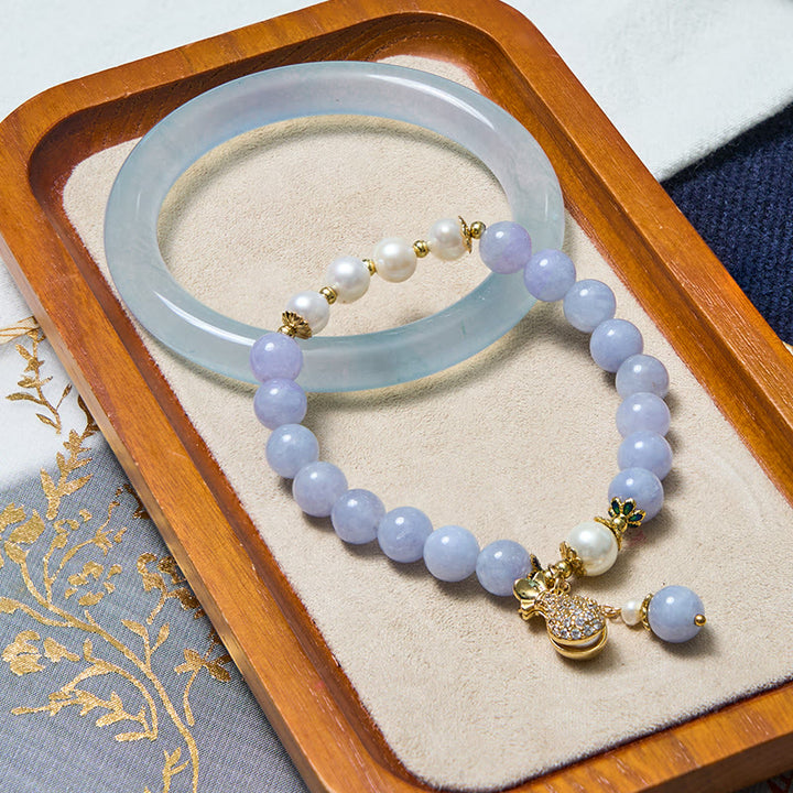 Buddha Stones Pace interiore e sollievo dallo stress Braccialetto in giada blu acquamarina - Bracciale rigido 64-66 mm - image 0
