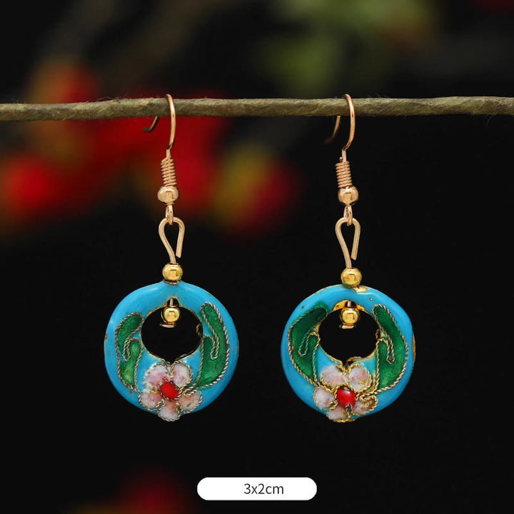 Orecchini pendenti in lega di rame con fiore di farfalla di loto e pietre Buddha Stones , illuminazione - Fiore rotondo azzurro 3*2cm - image 19