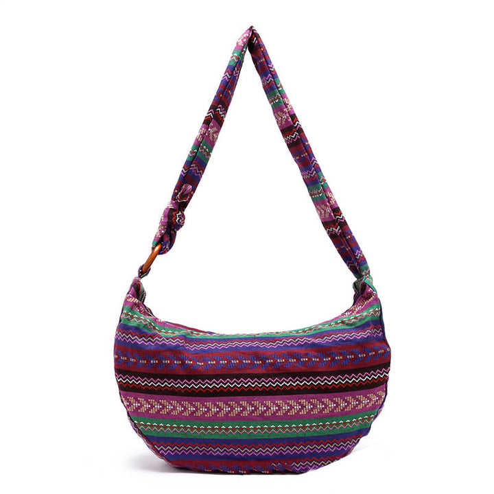 Borsa a tracolla con stampa a strisce di cotone Buddha Stones